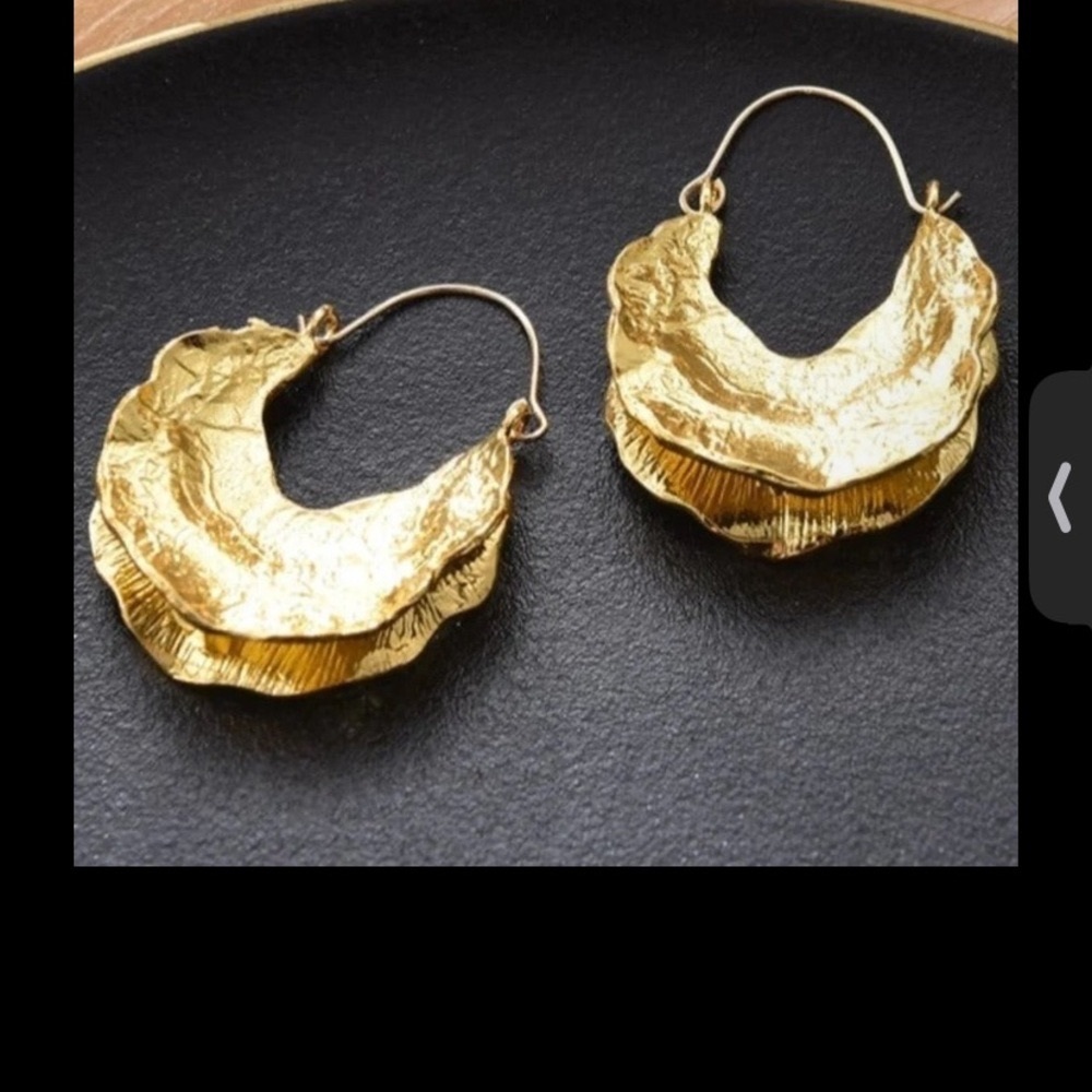 Zara Textured Gold Layered Hoop Earrings